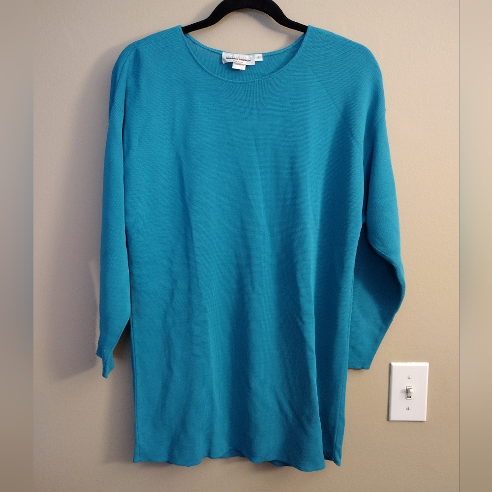 Brenda French sweater Cardigan - Knit top - Size 2  - crew neck - 3/4 sleeves